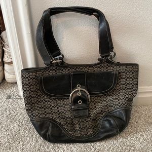 Coach Purse, black C’s leather and fabric